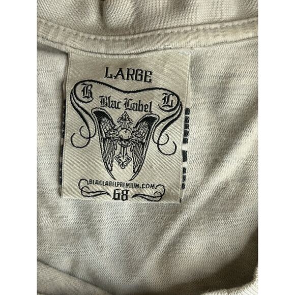 Blac Label Men's Large Shirt Top V Neck Graphics Patches - Picture 3 of 8